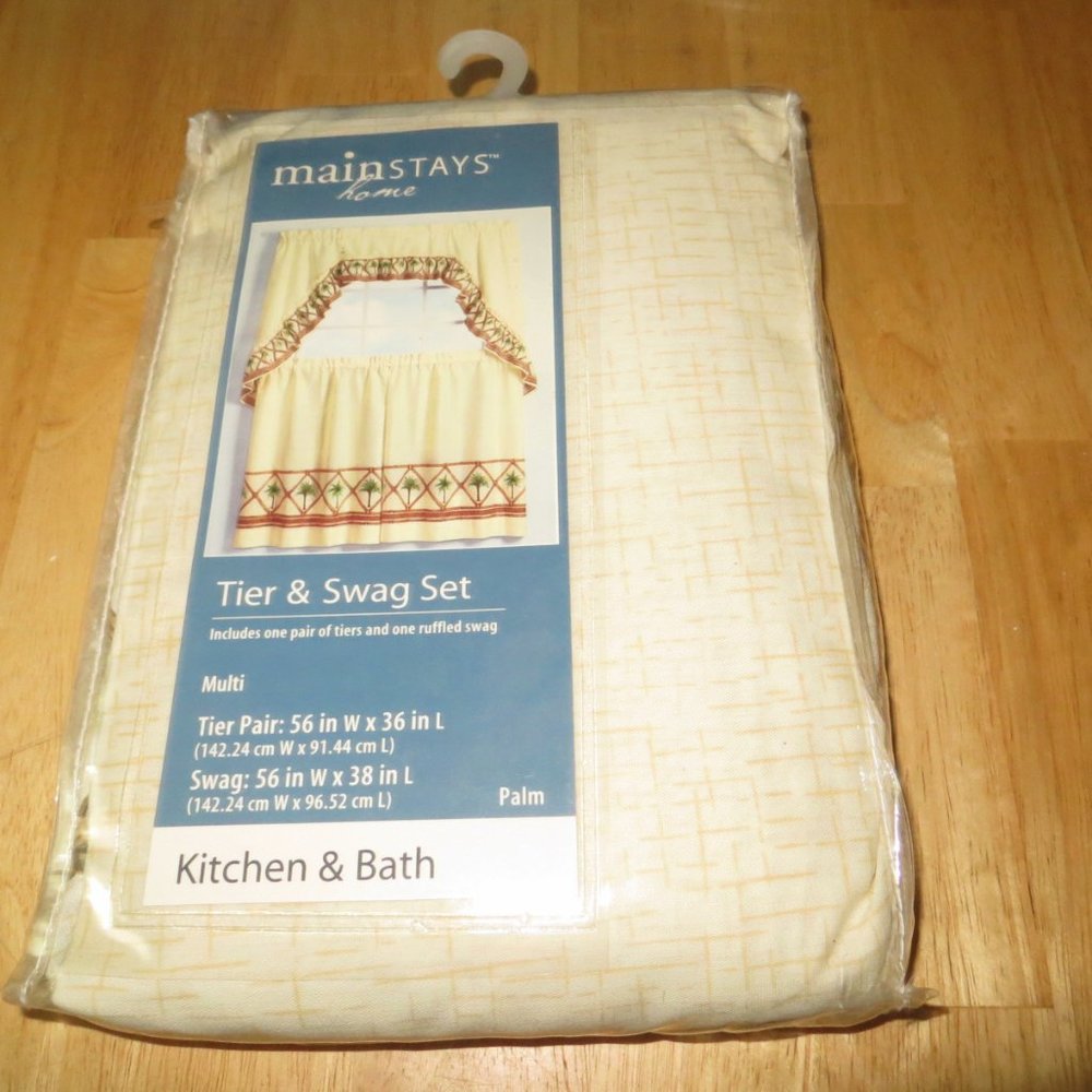 Mainstays Palm Kitchen & Bath Tier & Swag Set